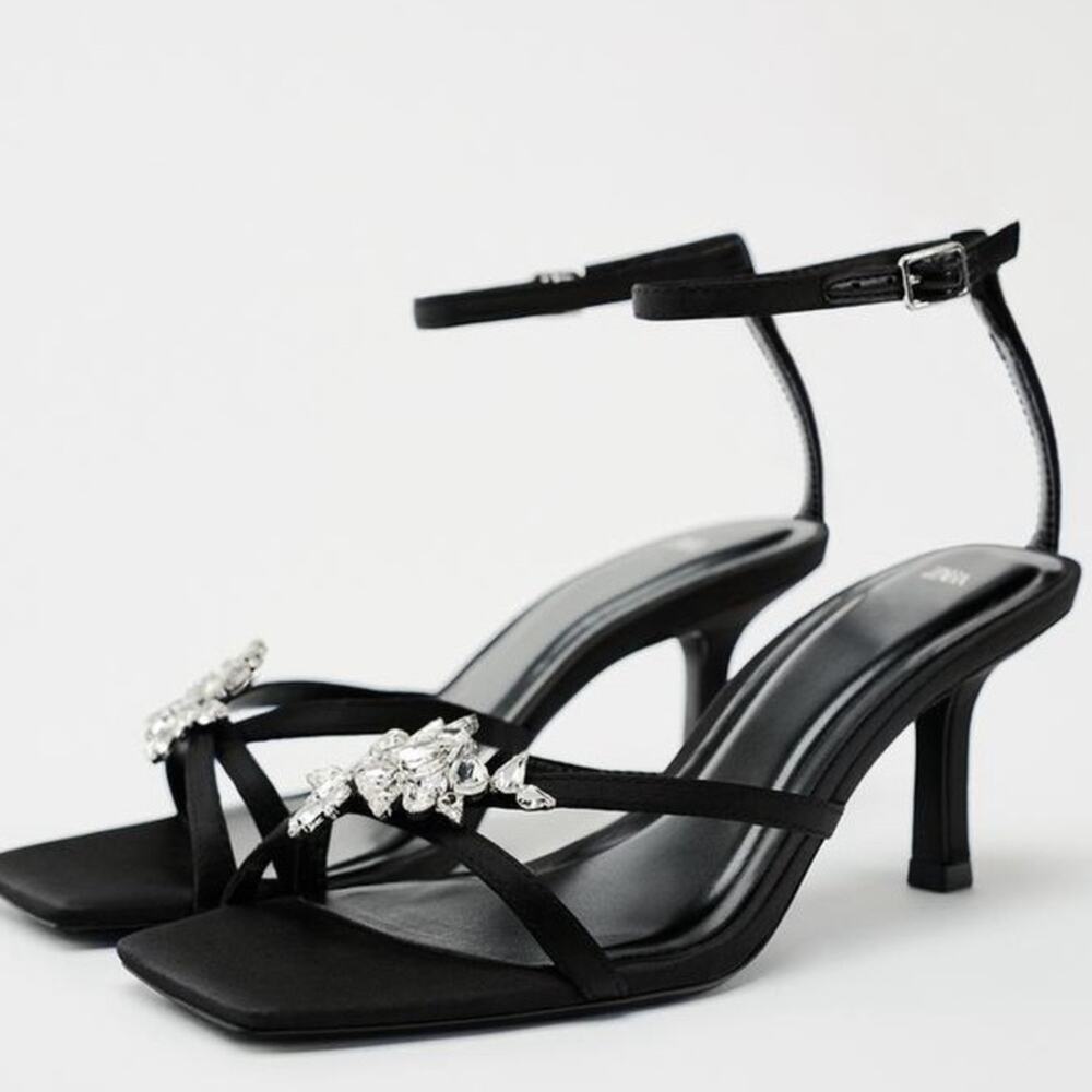 ZARA RHINESTONE STRAPPY SANDALS